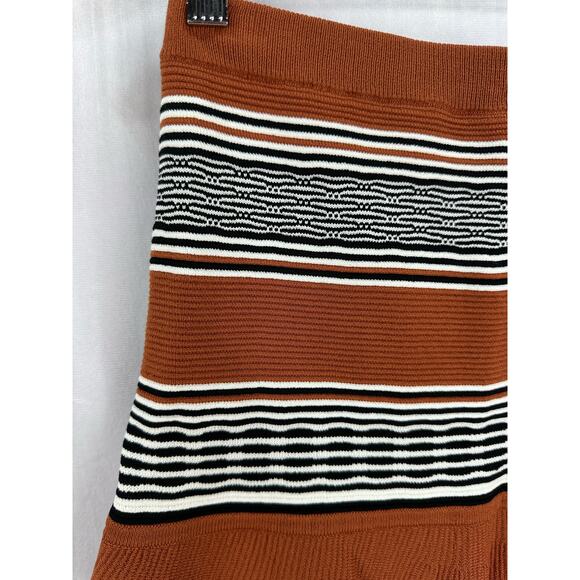 Sandro Paris Jupe Jella Knit Mini Skirt in Brown Black Stripe – Size 2 - Picture 3 of 6